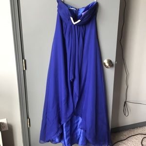 Royal blue strapless prom dress